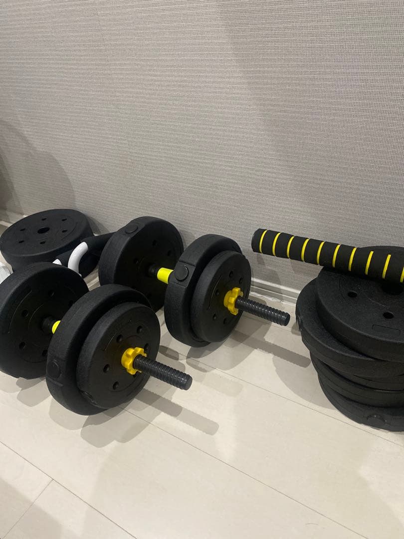 ベンチプレスセット 折りたたみ式トレーニングベンチ 黒 ダンベル バーベルセット