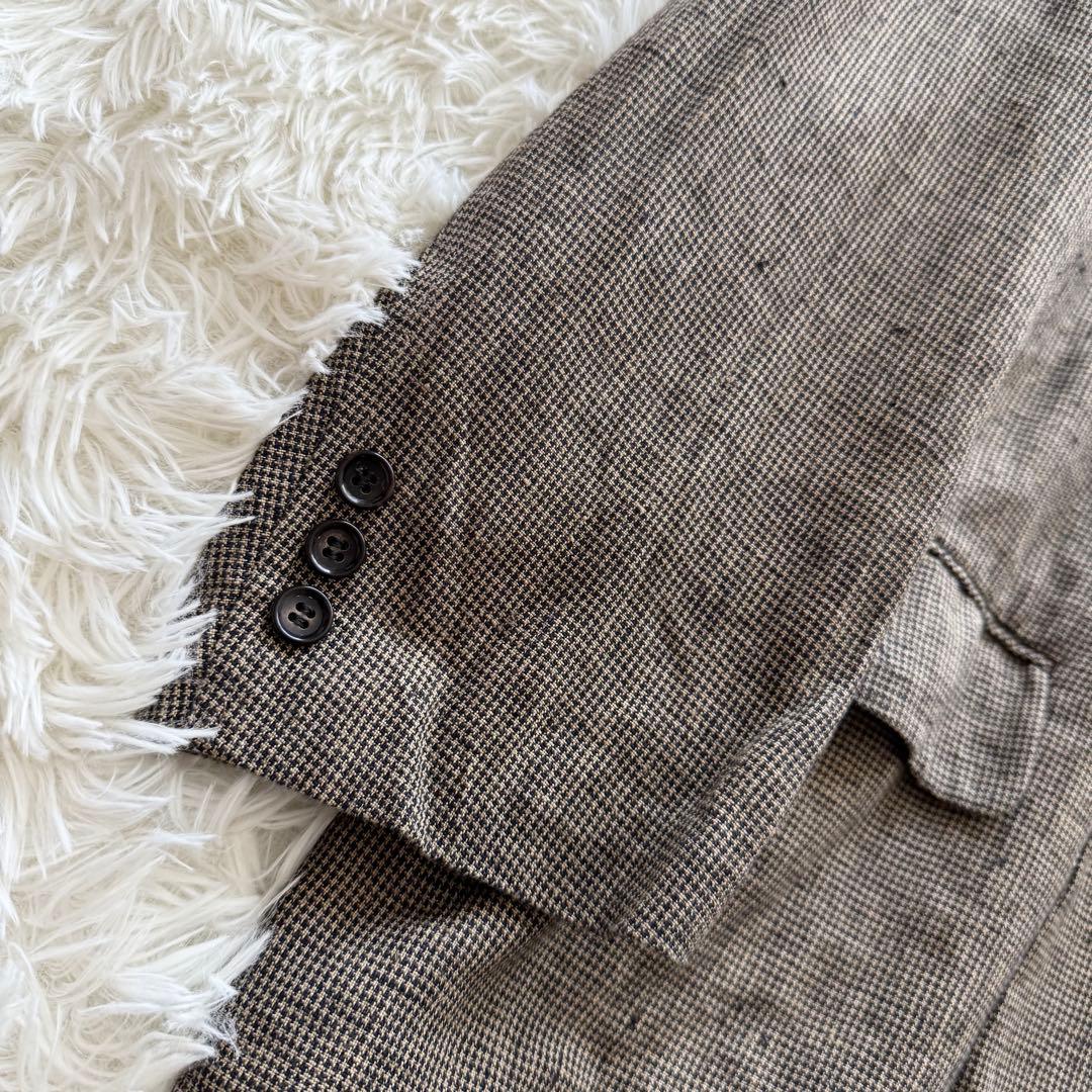 【コムデギャルソンオム】テーラードジャケット　リネン100% S カーキ　ダブル