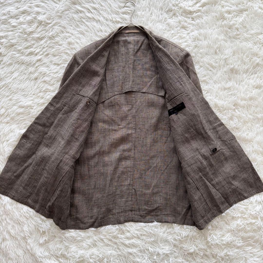 【コムデギャルソンオム】テーラードジャケット　リネン100% S カーキ　ダブル
