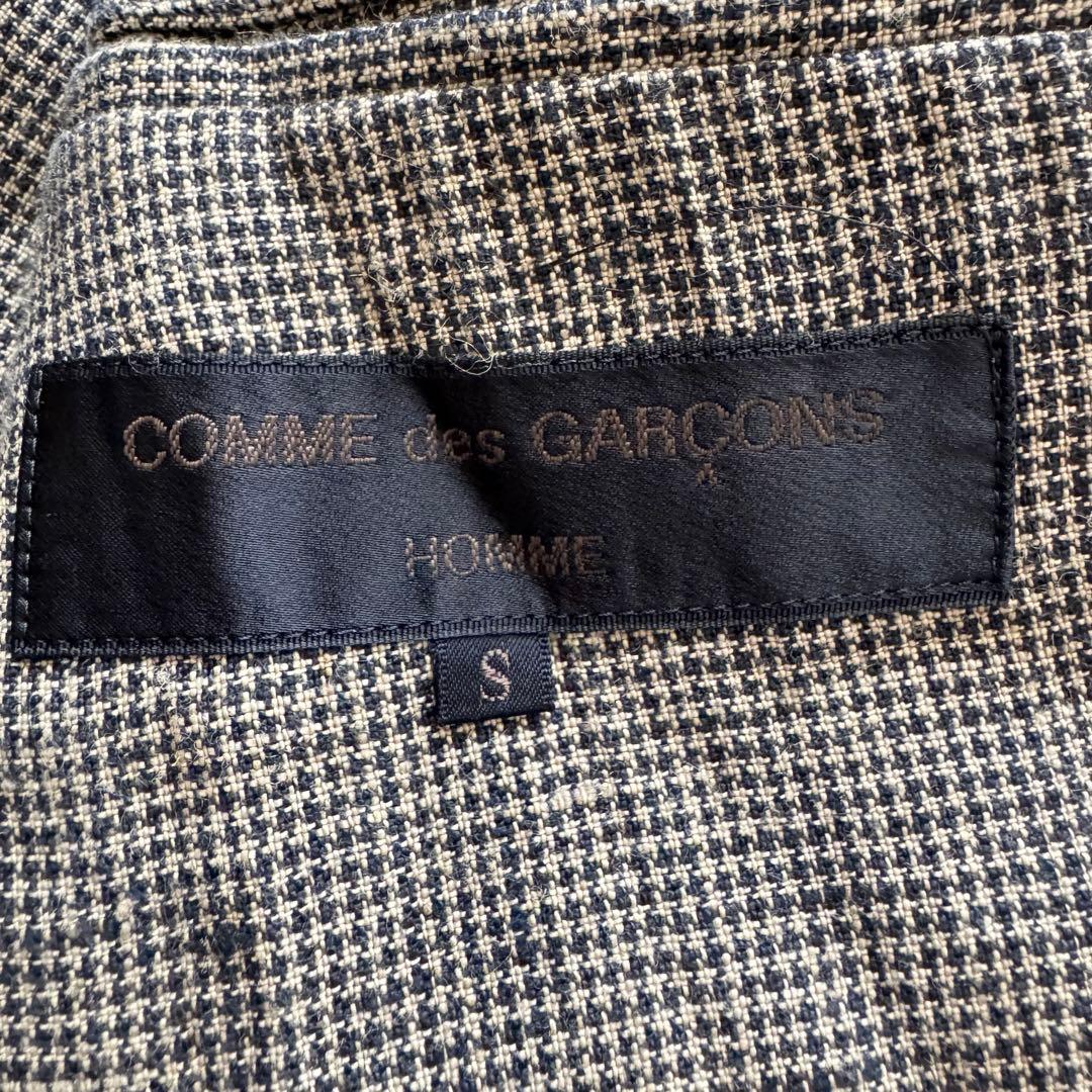 【コムデギャルソンオム】テーラードジャケット　リネン100% S カーキ　ダブル