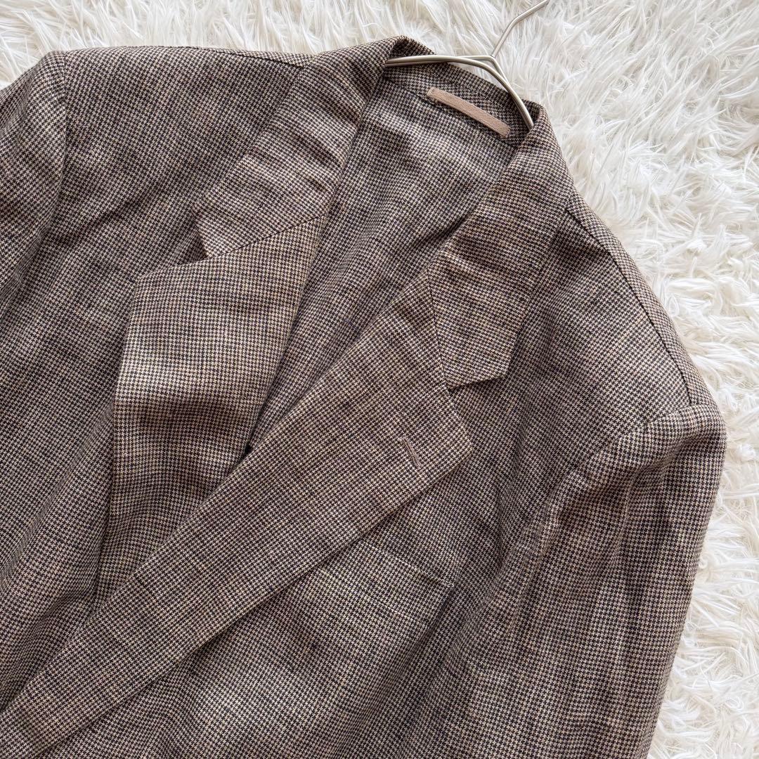 【コムデギャルソンオム】テーラードジャケット　リネン100% S カーキ　ダブル