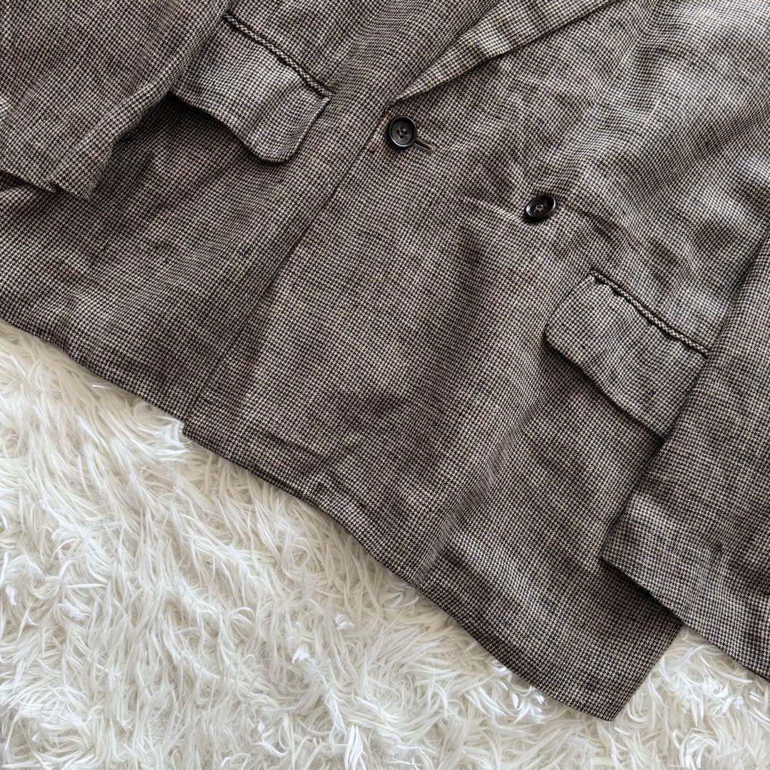 【コムデギャルソンオム】テーラードジャケット　リネン100% S カーキ　ダブル