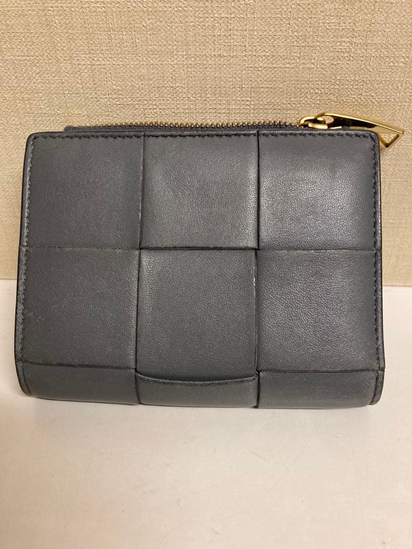 現行/RFID ボッテガヴェネタ カセットスモール 二つ折り財布 グレー