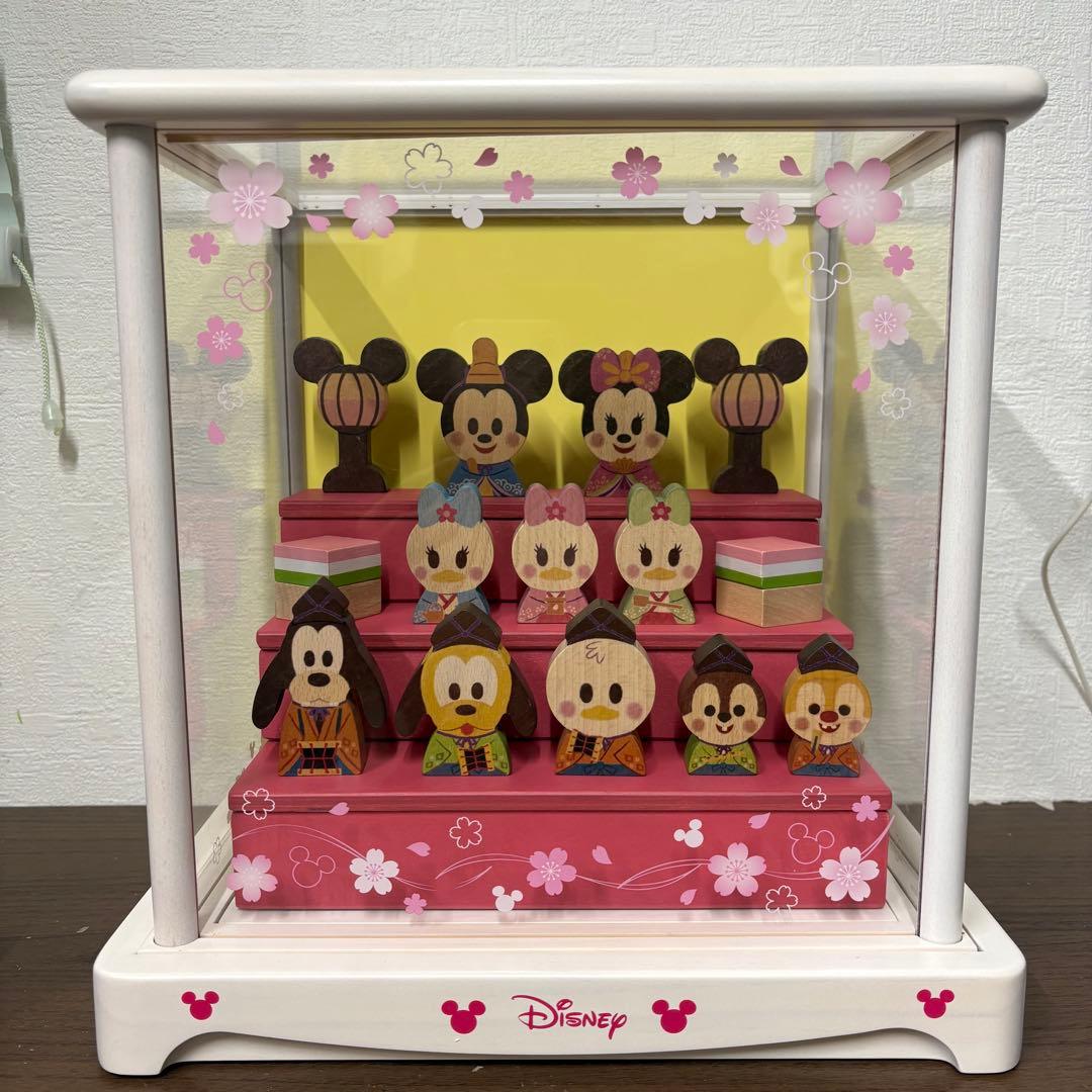 寺222 【美品】KIDEA ミッキー ミニー 雛人形セット ケース付き 積み木