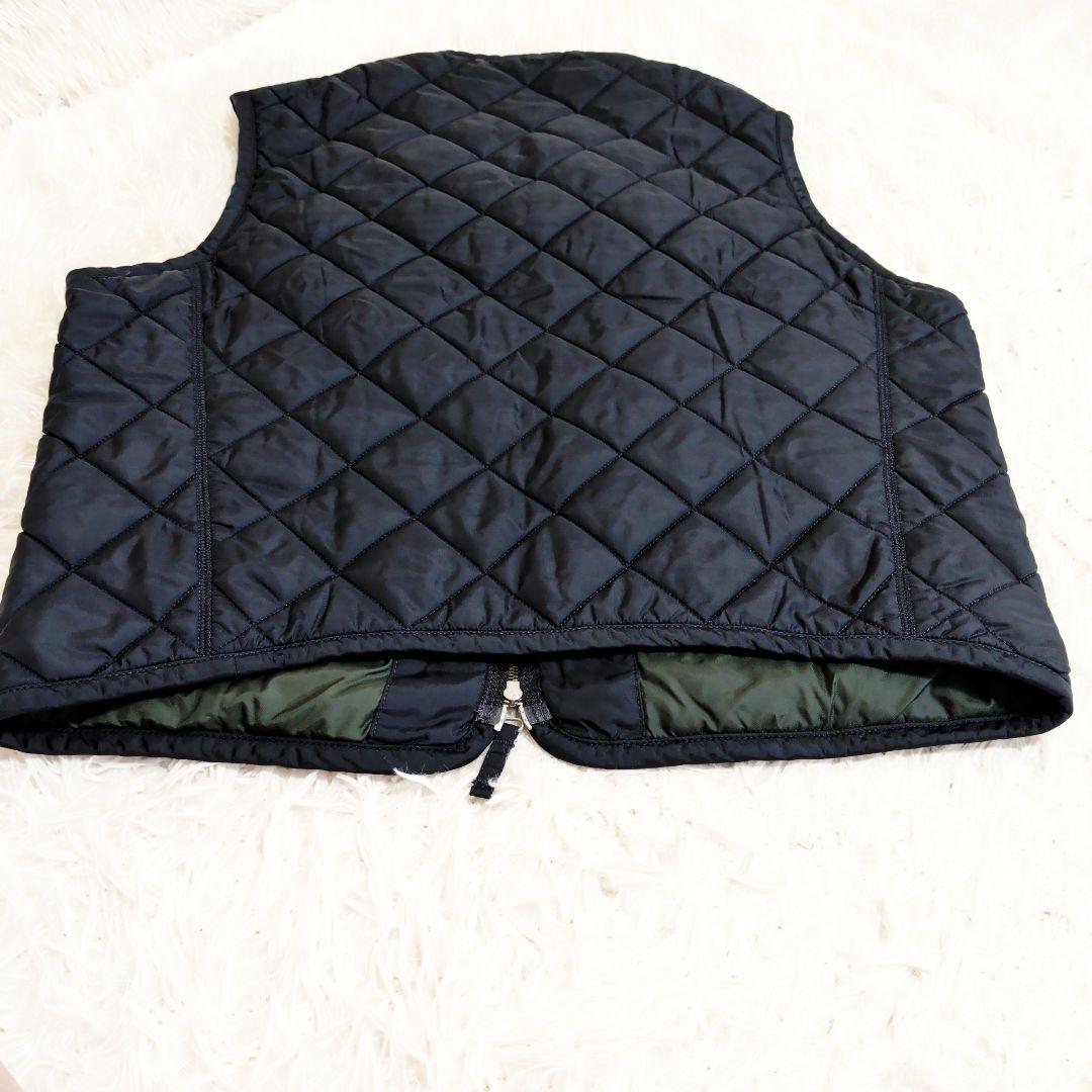 美品 45R　キルティング Vネック中綿ダウンベスト 馬革ファスナー 45rpm