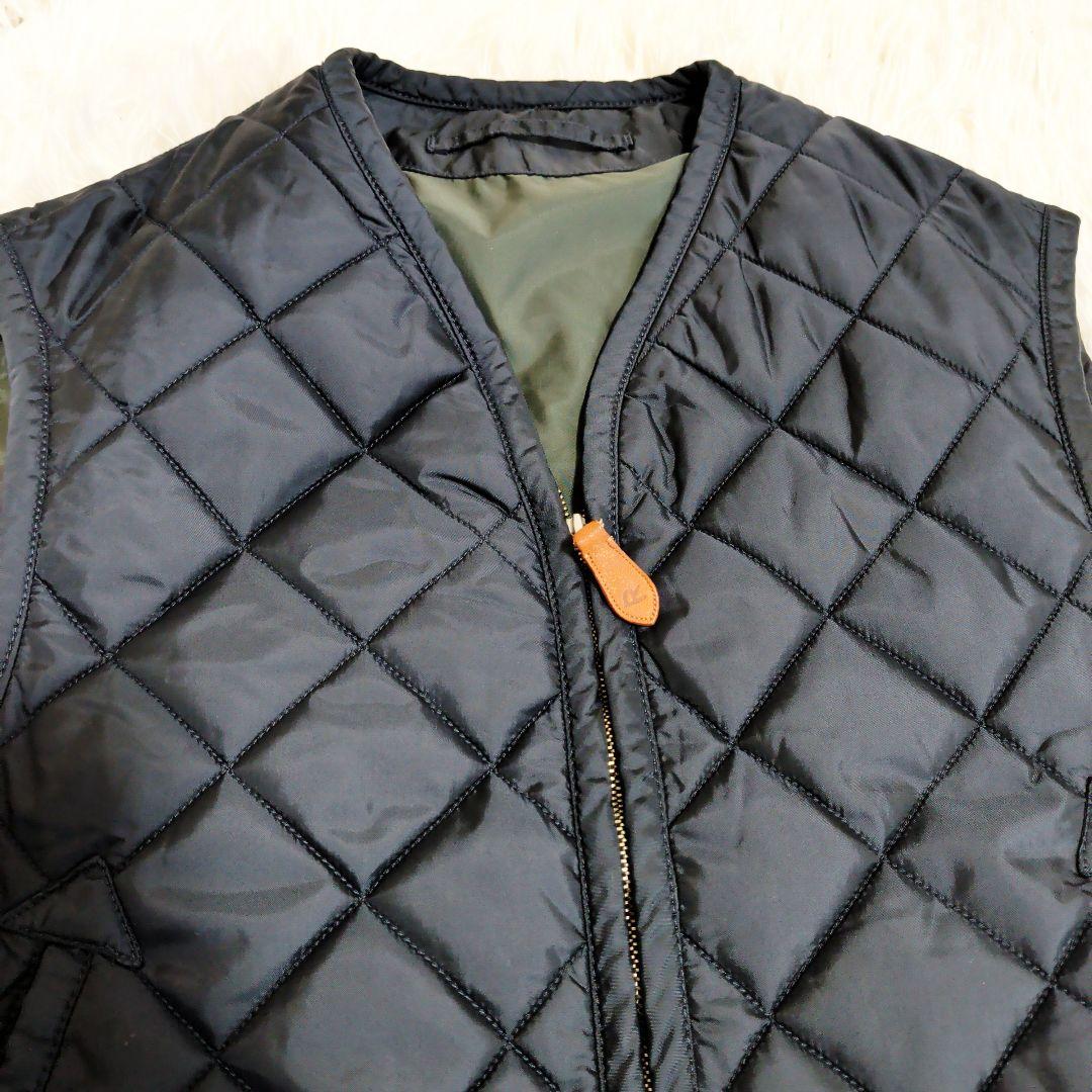 美品 45R　キルティング Vネック中綿ダウンベスト 馬革ファスナー 45rpm