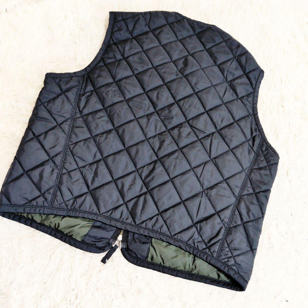 美品 45R　キルティング Vネック中綿ダウンベスト 馬革ファスナー 45rpm