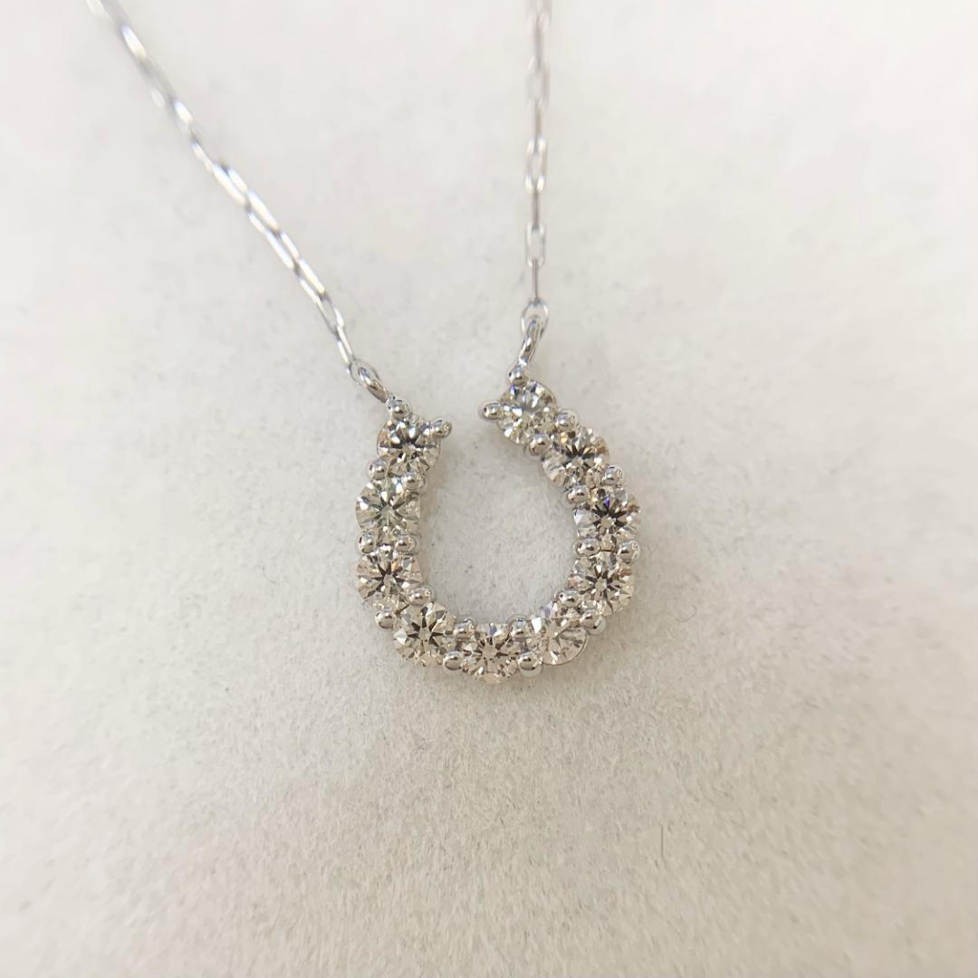 新品 H&C ダイヤモンド 馬蹄 ネックレス 0.20ct Pt950