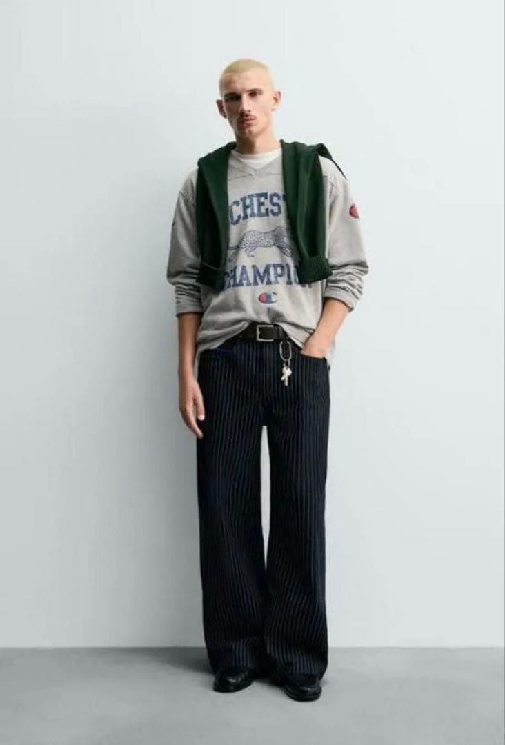 CHAMPION X ZARA ストライプ バギーフィットジーンズ　EU36 ②