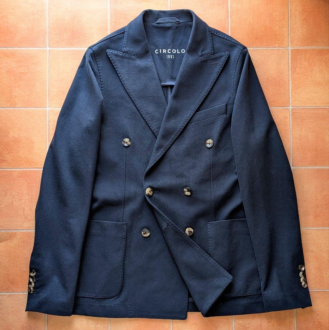 CIRCOLO1901 鹿の子 ネイビー ジャージージャケット ダブル 46