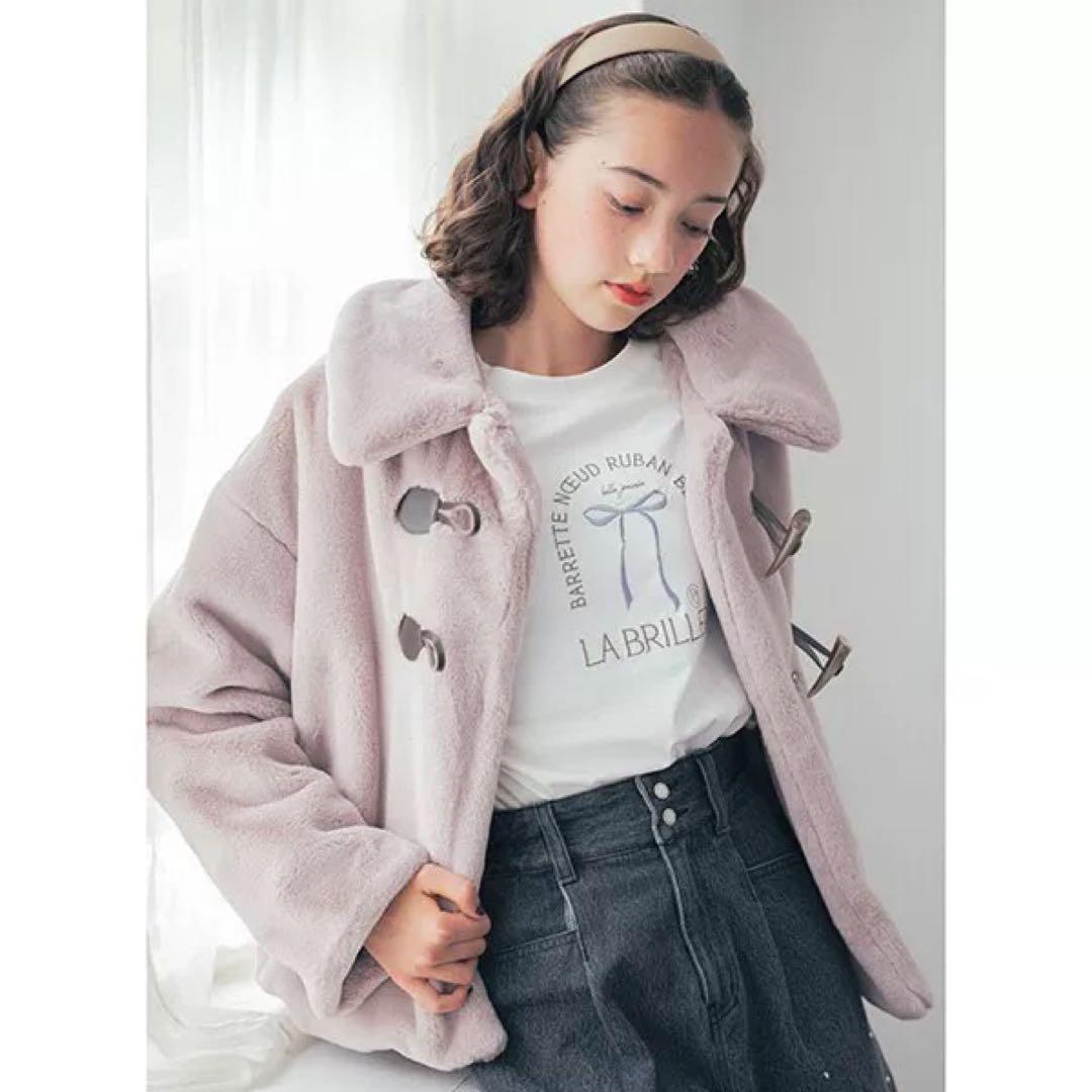 pom ponette junior160cm フェイクファーブルゾン ピンク