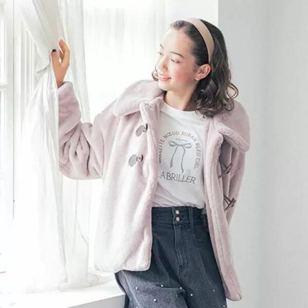 pom ponette junior160cm フェイクファーブルゾン ピンク