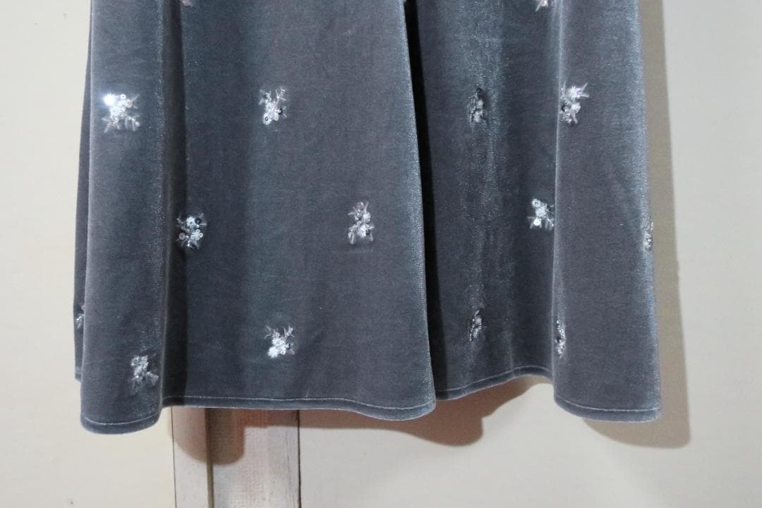 ねこあおセルフォード 花柄刺繍ベロアワンピース　サイズ36