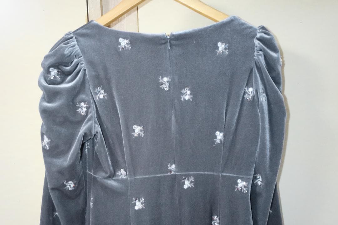 ねこあおセルフォード 花柄刺繍ベロアワンピース　サイズ36