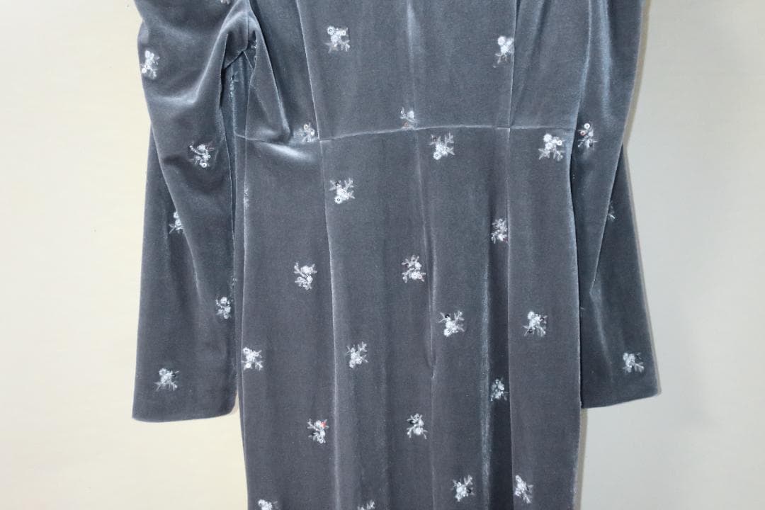 ねこあおセルフォード 花柄刺繍ベロアワンピース　サイズ36