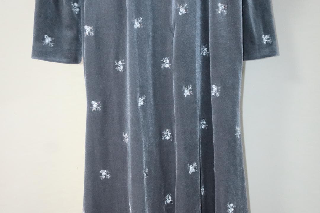 ねこあおセルフォード 花柄刺繍ベロアワンピース　サイズ36