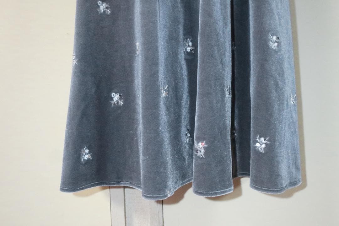 ねこあおセルフォード 花柄刺繍ベロアワンピース　サイズ36