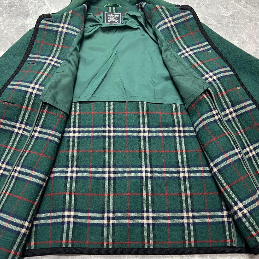 バーバリー♡カシミヤ　ダブルフェイス　コート　金ボタン　ノバチェック グリーン