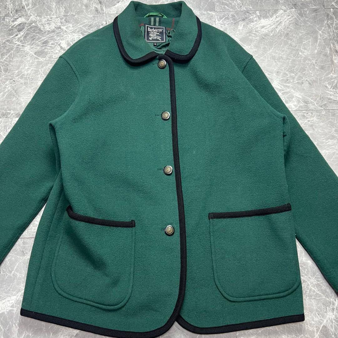 バーバリー♡カシミヤ　ダブルフェイス　コート　金ボタン　ノバチェック グリーン