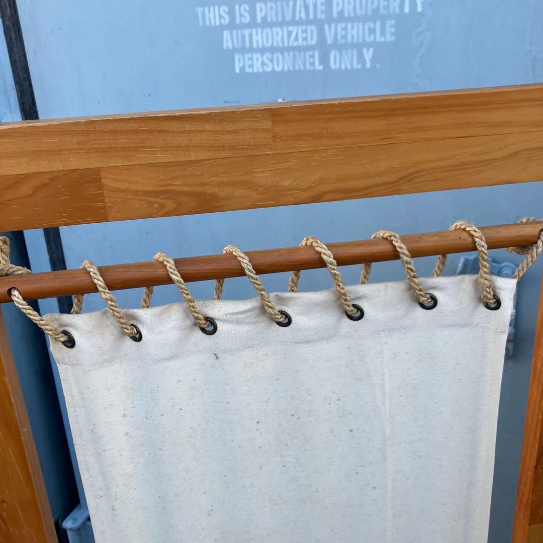 北欧レトロ 木製フレーム 帆布 パーティション パーテーション 衝立 ビンテージ