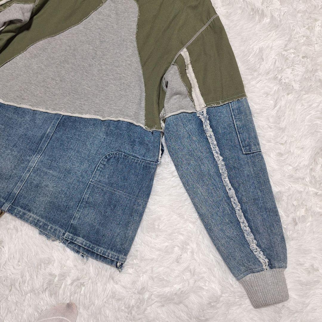 karaku　異素材　再構築　ミリタリーデザイン　ダメージ　リメイク　ジャケット