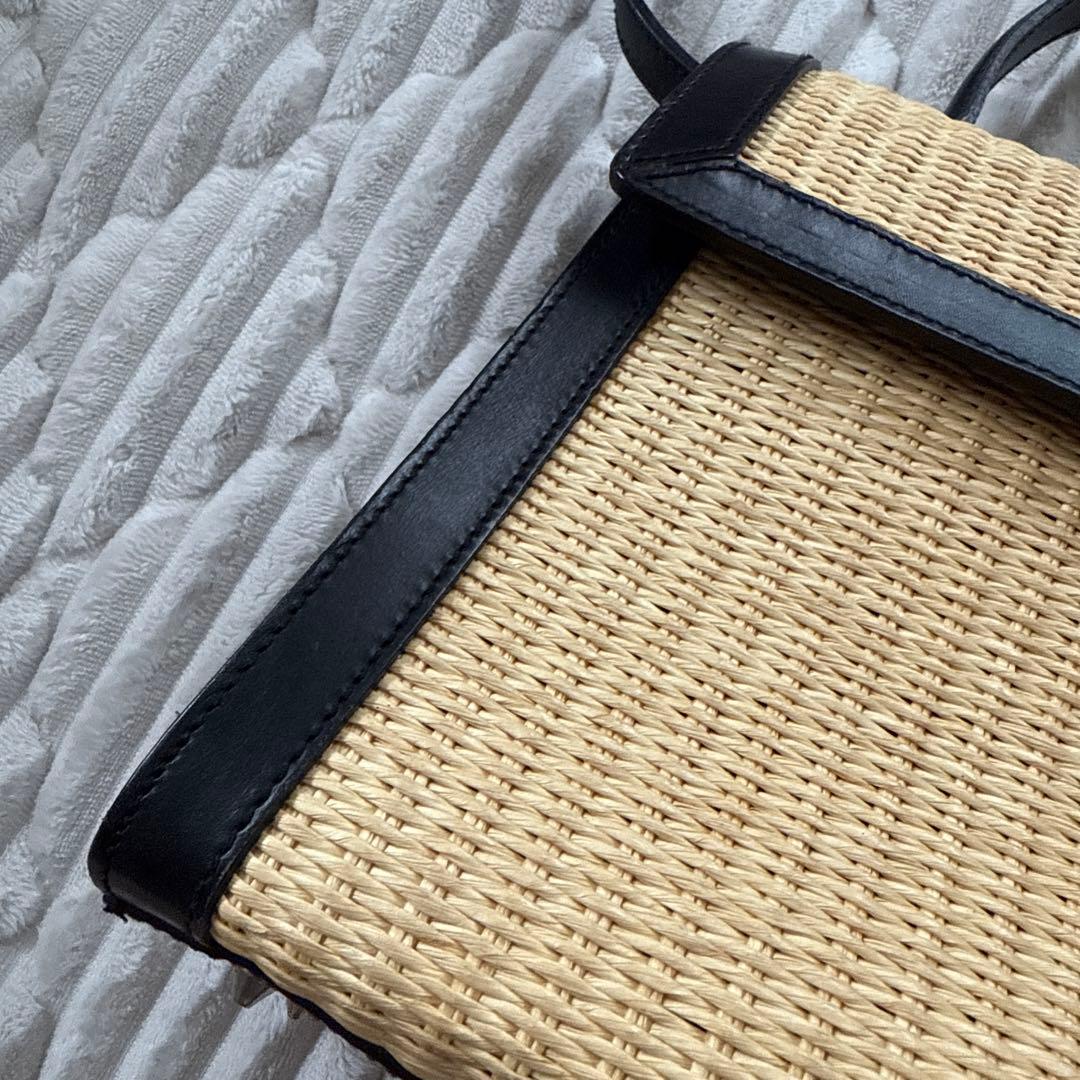 オールドラルフローレン　2way籠バッグ　レザー　ブラック　自立