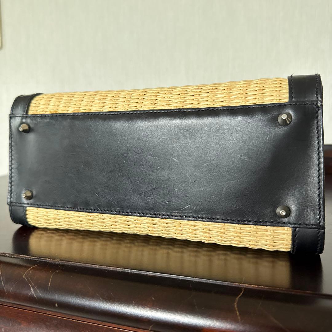 オールドラルフローレン　2way籠バッグ　レザー　ブラック　自立