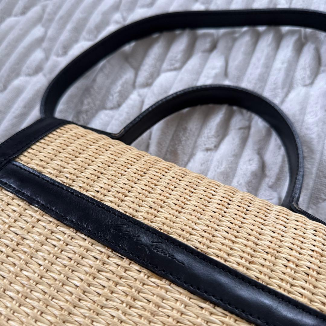 オールドラルフローレン　2way籠バッグ　レザー　ブラック　自立