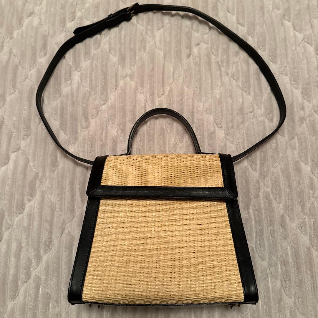 オールドラルフローレン　2way籠バッグ　レザー　ブラック　自立