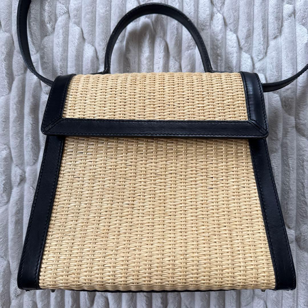 オールドラルフローレン　2way籠バッグ　レザー　ブラック　自立