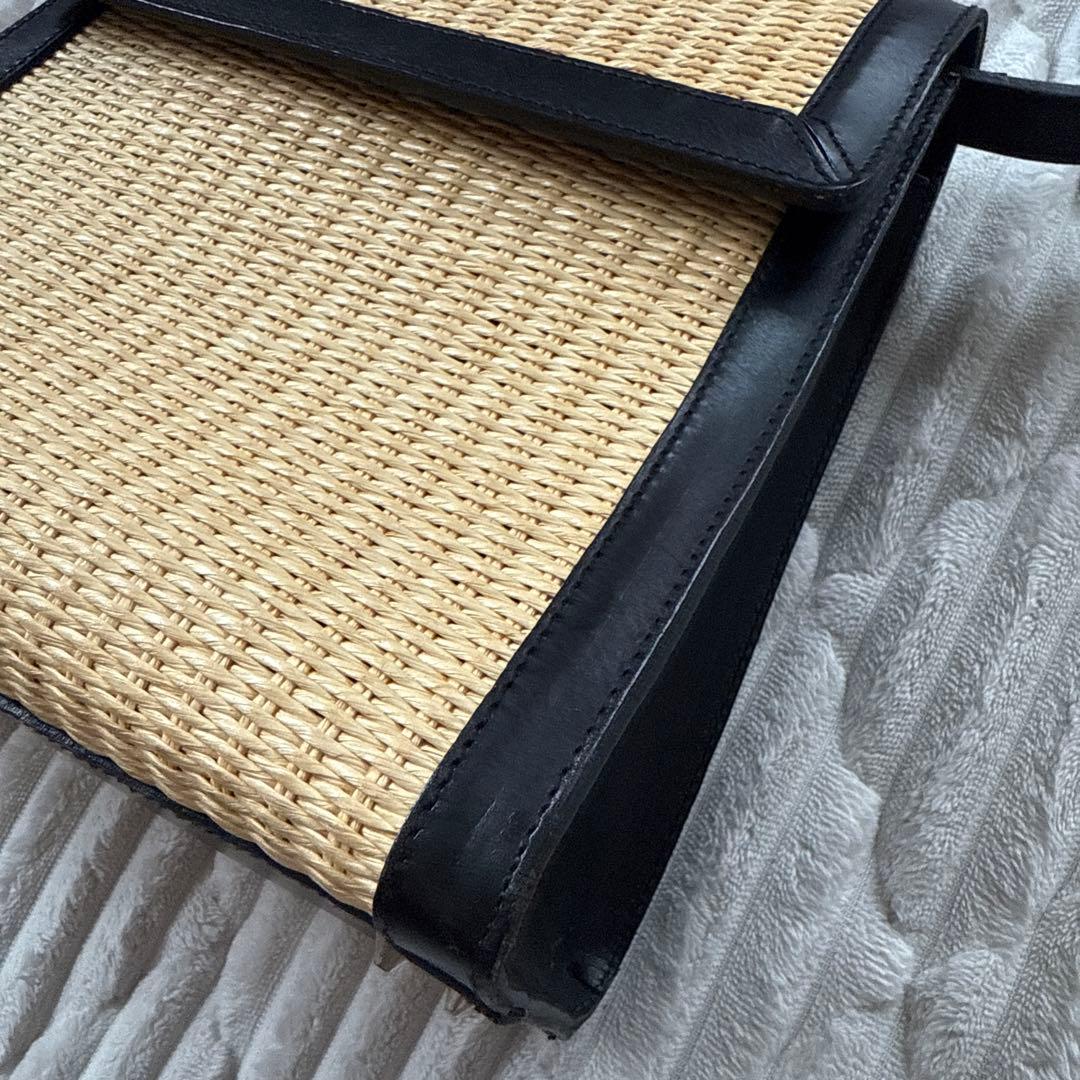 オールドラルフローレン　2way籠バッグ　レザー　ブラック　自立