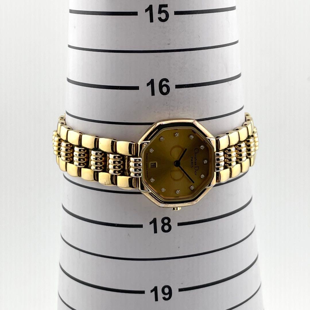 クリスチャンディオール　オクタゴン　11P ダイヤ　ゴールドウォッチ　腕時計