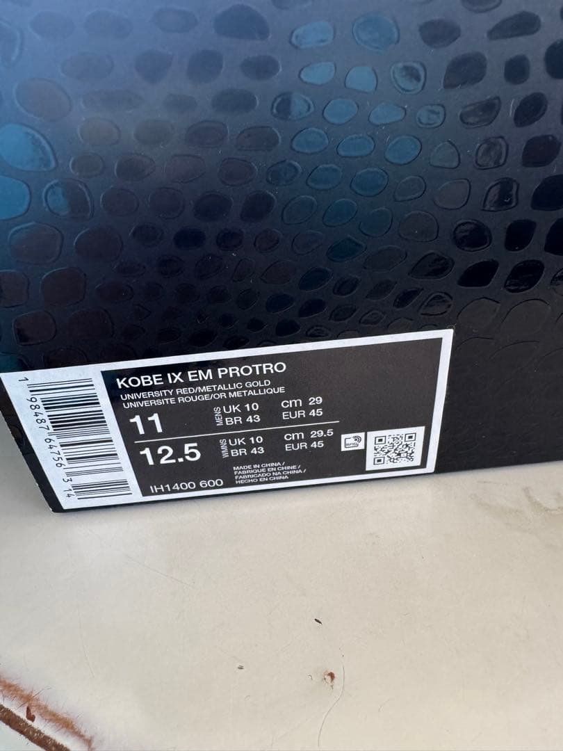 Kobe IX EM Protro 11 レッド/ブラック/ゴールド