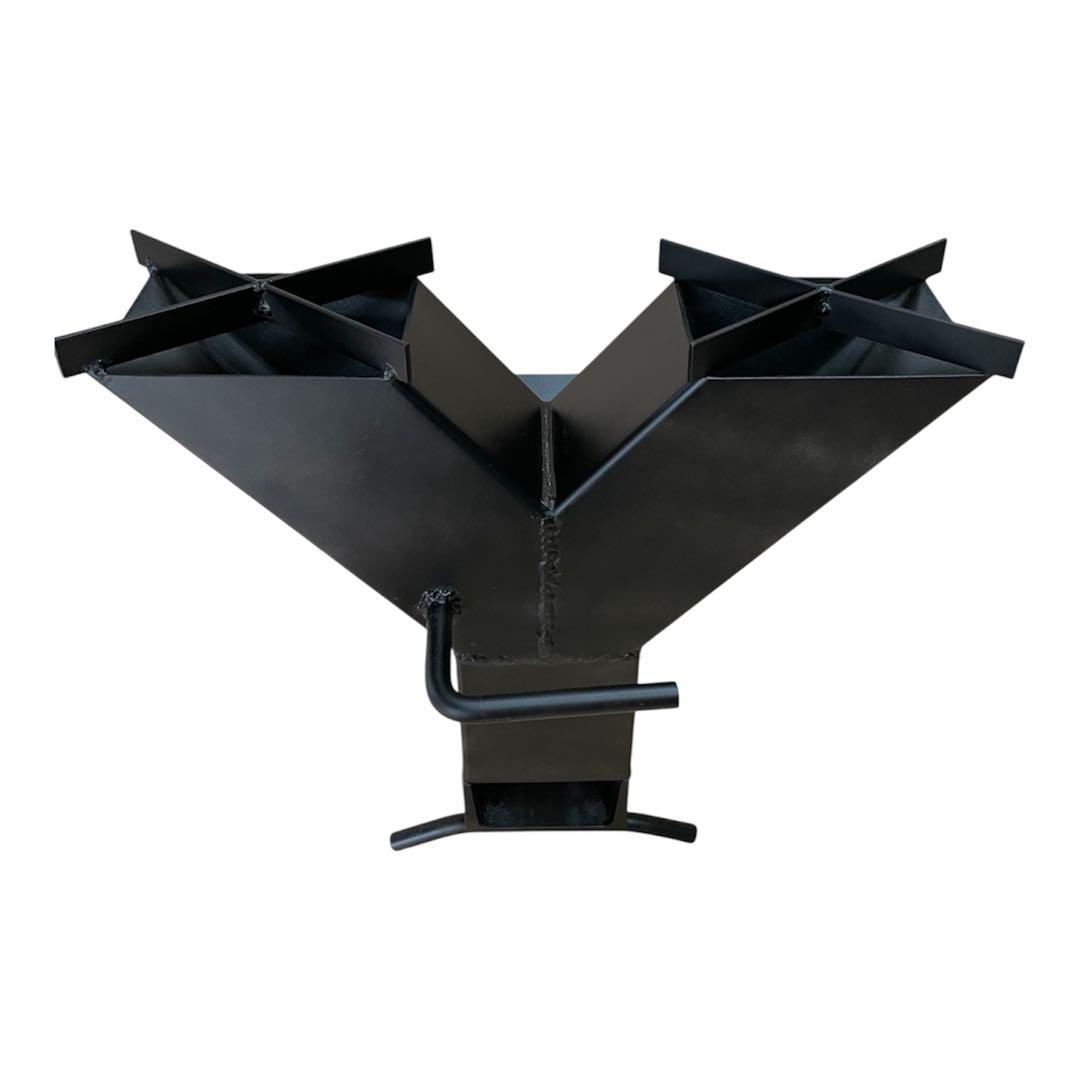 2口2連薪ストーブ　ロケットストーブ キャンプ 焚き火台 焚火 煙突 一点物