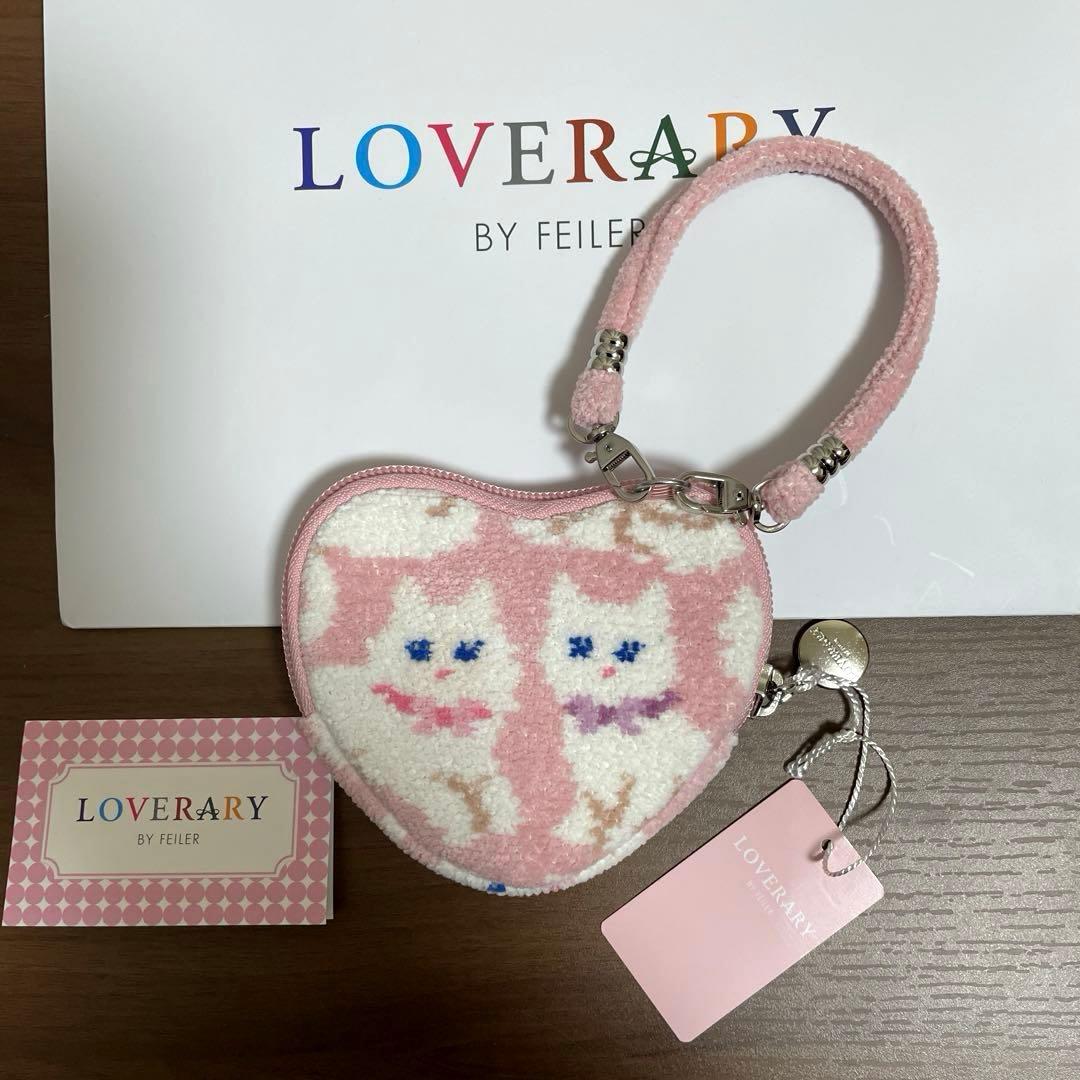 FEILERラブラリー★モフモフネコチャン★バッグ＆ハート型ポーチ＆ハンカチ