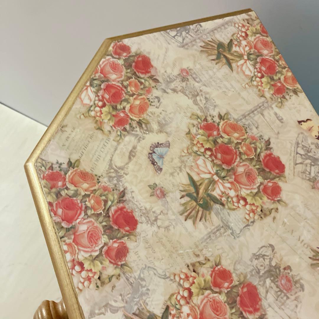 アンティーク調　5段チェスト　花柄　サイドチェスト　コンソール　飾り棚