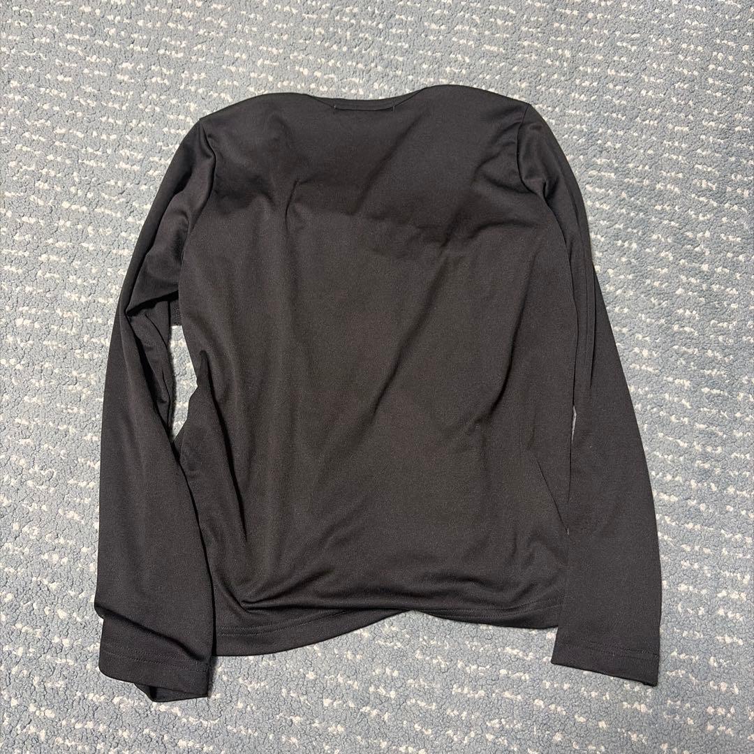 リボン付きブラック長袖Tシャツ XS