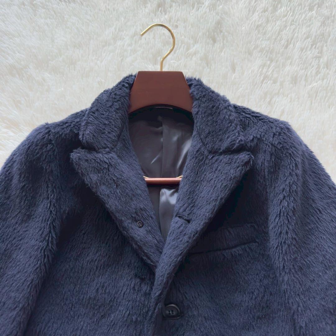 BLUE BLUE✨ARIGATO ファーコート　アルパカ混　ネイビー　2