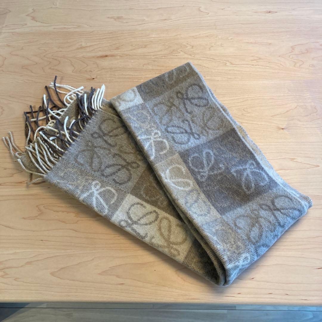 LOEWE マフラー カシミヤ ウール ベージュ系