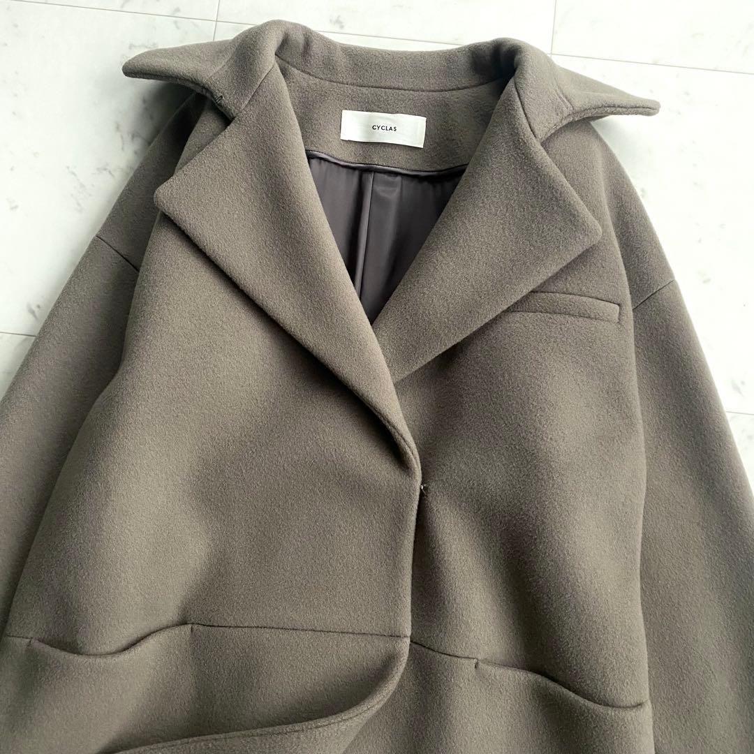 シクラス CYCLAS メルトンビーバーウールコート オーバーサイズ　ブラック