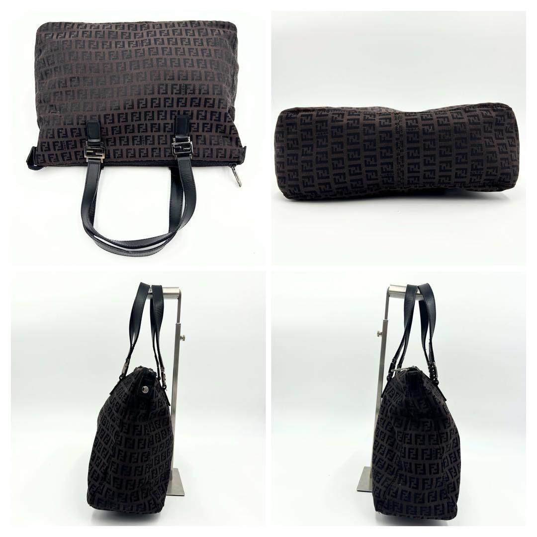 FENDI トートバッグ　ダークブラウン　ズッキーノ　ナイロン　8BH138
