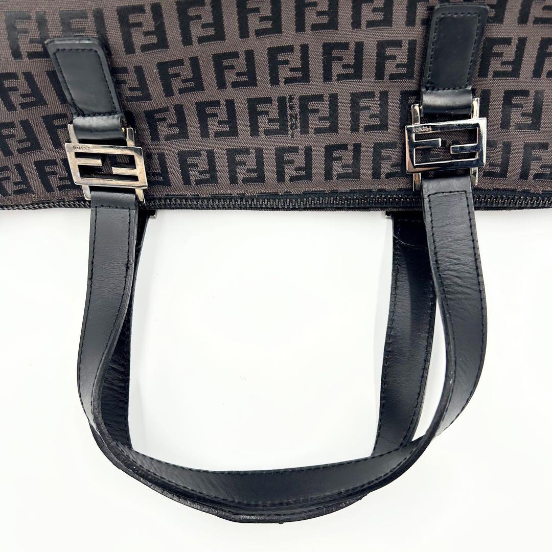 FENDI トートバッグ　ダークブラウン　ズッキーノ　ナイロン　8BH138