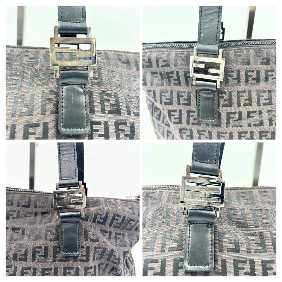 FENDI トートバッグ　ダークブラウン　ズッキーノ　ナイロン　8BH138
