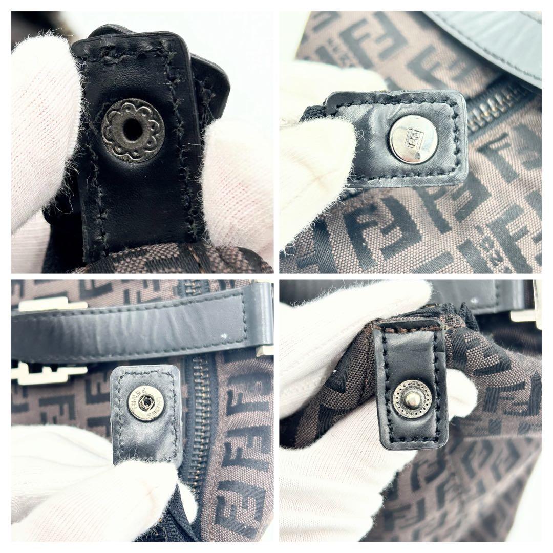 FENDI トートバッグ　ダークブラウン　ズッキーノ　ナイロン　8BH138