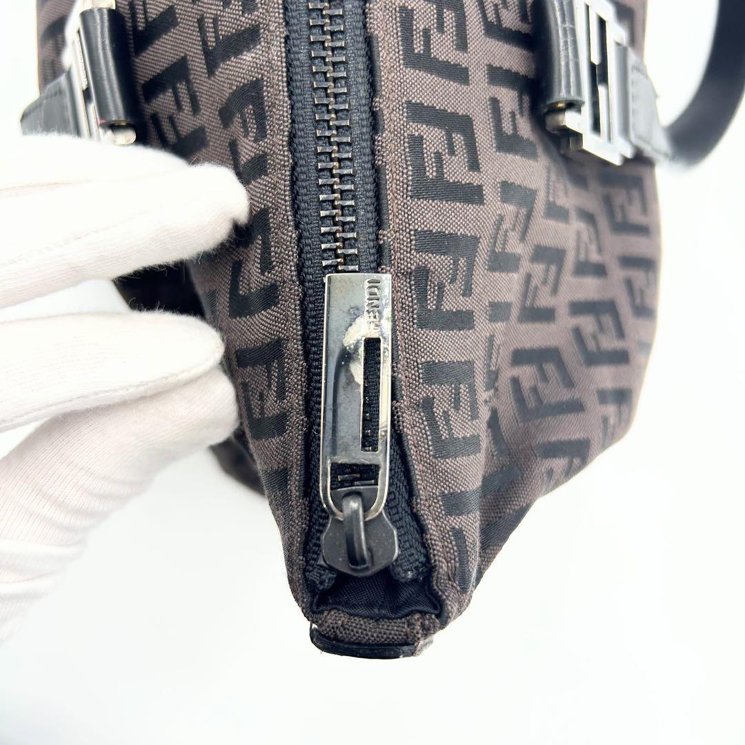 FENDI トートバッグ　ダークブラウン　ズッキーノ　ナイロン　8BH138