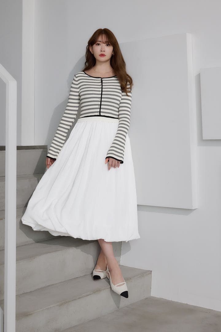 ワンピース Docking Knit Balloon Dress