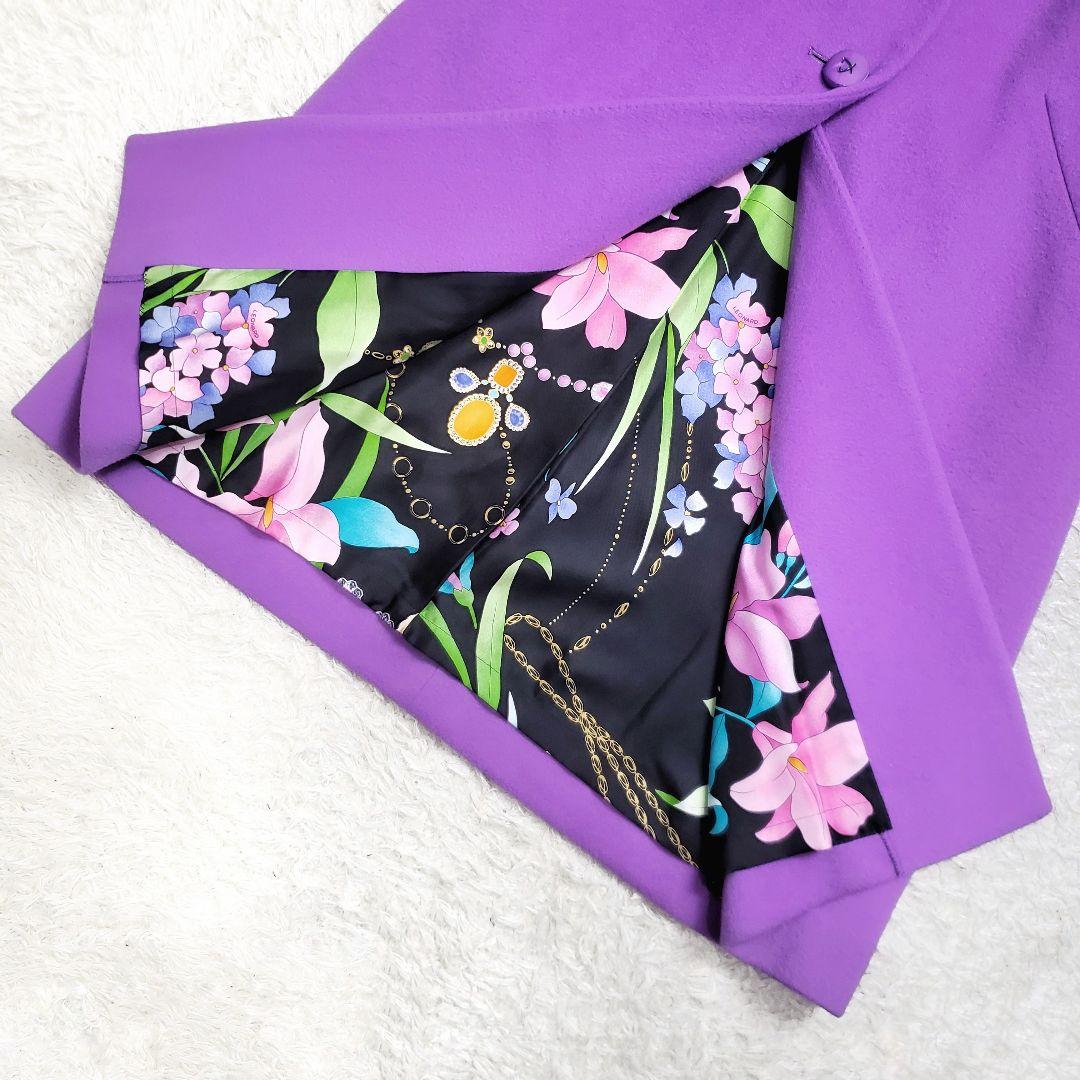 マリン レオナール カシミヤ100％チェスターコート 大人気✨花柄×宝石柄