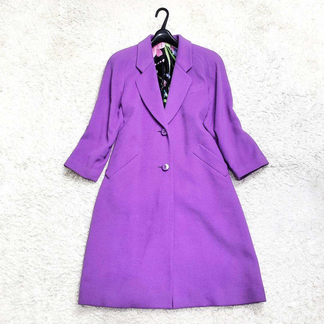 マリン レオナール カシミヤ100％チェスターコート 大人気✨花柄×宝石柄