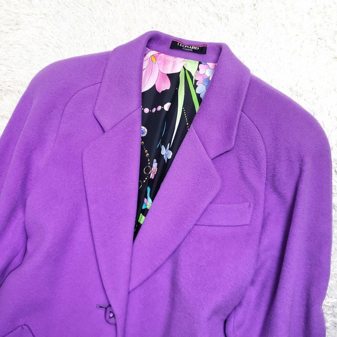 マリン レオナール カシミヤ100％チェスターコート 大人気✨花柄×宝石柄