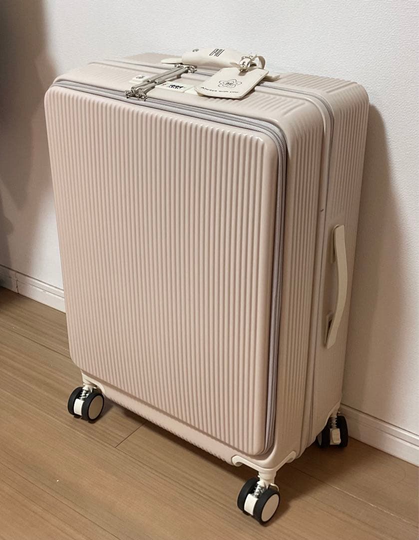 B4U TSAフロントオープン式キャリーケース　Mサイズ　ローズドラジェ